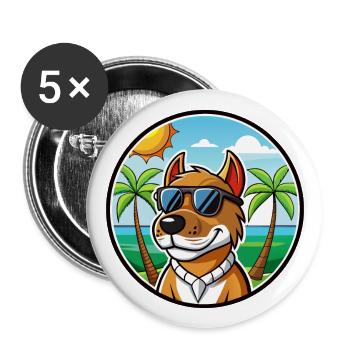 Chien de chasse norvégien Dunker Race de chien Cartoon Beach - Lot de 5 grands badges (56 mm) - blanc - Devant