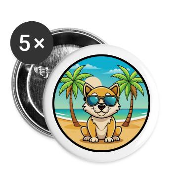 Porcelaine Hunderasse Cartoon Sonnenbrille Strand - Buttons groß 56 mm (5er Pack) - Weiß - Vorne