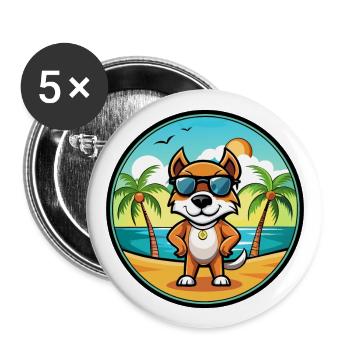 Pointer Chien Race Dessin Animé Lunettes De Soleil Plage - Lot de 5 grands badges (56 mm) - blanc - Devant