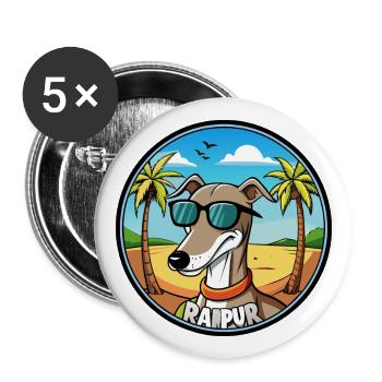 Rampur Windhund Hunderasse Cartoon Sonnenbrille Strand - Buttons groß 56 mm (5er Pack) - Weiß - Vorne