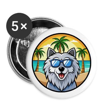 Polish Sheepdog Breed Cartoon Sunglass Beach - Buttons large 2.2''/56 mm (5-pack) - white - Front
