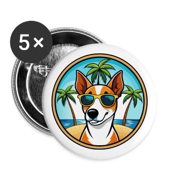 Glatte Foxterrier Hunderasse Cartoon Sonnenbrille - Buttons groß 56 mm (5er Pack) - Weiß - Vorne