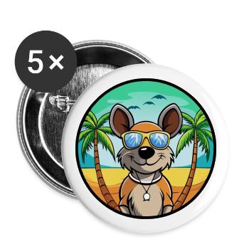 Ratonero Murciano Chien Race Dessin Animé Lunettes de soleil Plage - Lot de 5 grands badges (56 mm) - blanc - Devant