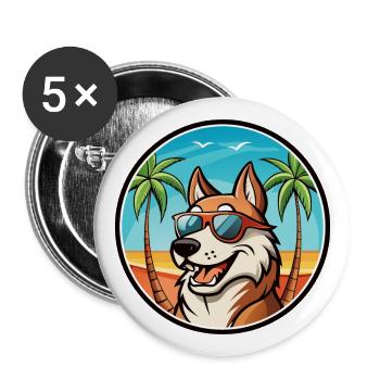 Russischer Jagdhund Rasse Cartoon Sonnenbrille Strand - Buttons groß 56 mm (5er Pack) - Weiß - Vorne