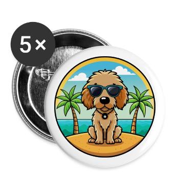 Spanish Water Dog Breed Cartoon Sunglasses Beach - Buttons large 2.2''/56 mm (5-pack) - white - Front