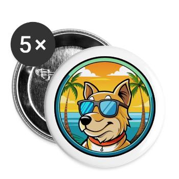 Sapsali Dog Breed Cartoon Sunglasses Beach - Buttons large 2.2''/56 mm (5-pack) - white - Front