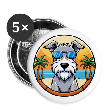 Sealyham Terrier Dog Breed Cartoon Sunglass Beach - Buttons large 2.2''/56 mm (5-pack) - white - Front
