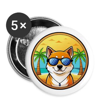 Shih Poo Hunderasse Cartoon Sonnenbrille Strand - Buttons groß 56 mm (5er Pack) - Weiß - Vorne
