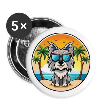 Skye Terrier Chien Race Dessin Animé Lunettes De Soleil Plage - Lot de 5 grands badges (56 mm) - blanc - Devant