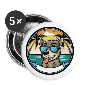 Stephens Cur Dog Breed Cartoon Sunglasses Beach - Buttons large 2.2''/56 mm (5-pack) - white - Front