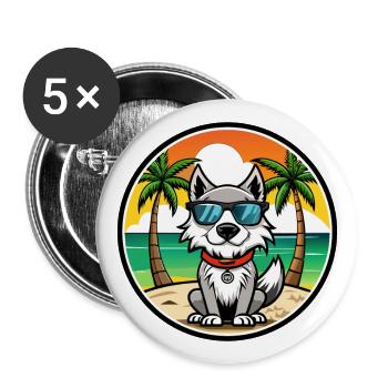 Taigan Kyrgyz Taighany Dog Breed Cartoon Beach - Buttons large 2.2''/56 mm (5-pack) - white - Front