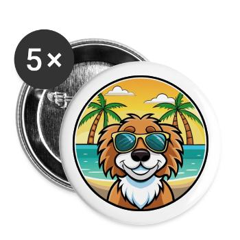 Stabyhoun Chien Race Dessin Animé Lunettes de Soleil Plage - Lot de 5 grands badges (56 mm) - blanc - Devant
