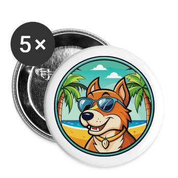 Taigan Dog Breed Cartoon Sunglasses Beach - Buttons large 2.2''/56 mm (5-pack) - white - Front