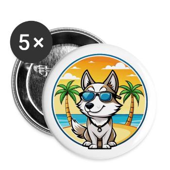 Westsibirische Laika-Hunderasse Cartoon-Sonnenbrille - Buttons groß 56 mm (5er Pack) - Weiß - Vorne
