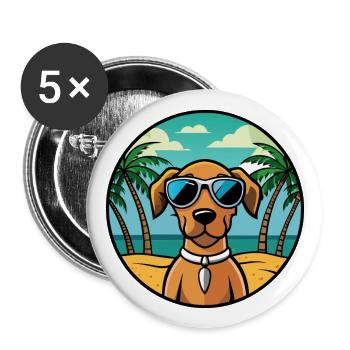 Vizsla Dog Breed Cartoon Sunglasses Beach - Buttons large 2.2''/56 mm (5-pack) - white - Front
