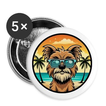 Affenpinscher Dog Breed Cartoon Sunglasses Beach - Buttons large 2.2''/56 mm (5-pack) - white - Front