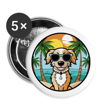Alpine Spaniel Dog Breed Cartoon Sunglasses Beach - Buttons large 2.2''/56 mm (5-pack) - white - Front