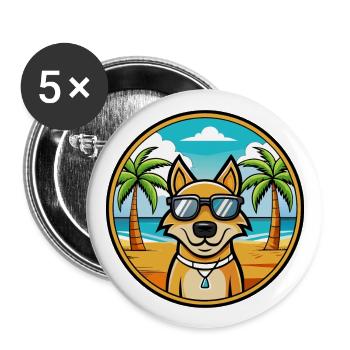 Ariegeois Chien Race Dessin Animé Lunettes de Soleil Plage - Lot de 5 grands badges (56 mm) - blanc - Devant