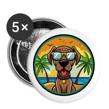 Bavarian Mountain Hound Dog Breed Cartoon Beach - Buttons large 2.2''/56 mm (5-pack) - white - Front