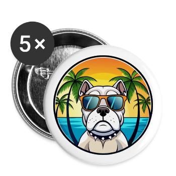 American Bulldog Breed Cartoon Sunglasses Beach - Buttons large 2.2''/56 mm (5-pack) - white - Front