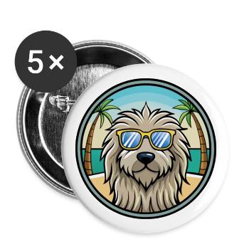 Bergamasco Dog Breed Cartoon Sunglasses Beach - Buttons large 2.2''/56 mm (5-pack) - white - Front