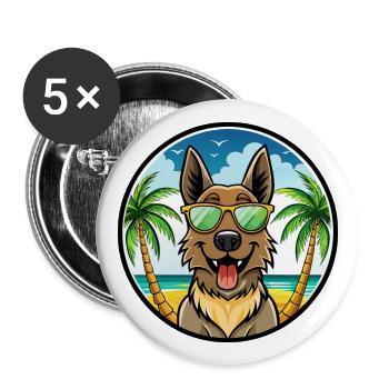 Belgian Shepherd Dog Breed Cartoon Sunglass Beach - Buttons large 2.2''/56 mm (5-pack) - white - Front
