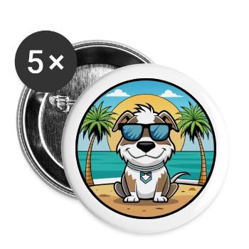 Argentino Chien Race Dessin Animé Lunettes De Soleil Plage - Lot de 5 grands badges (56 mm) - blanc - Devant