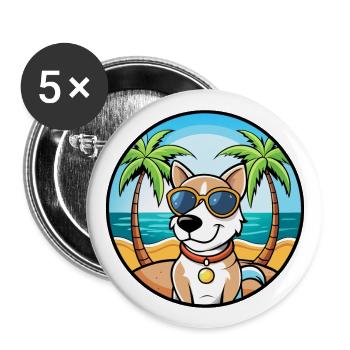 Ariege Pointer Hund Rasse Cartoon Sonnenbrille Strand - Buttons groß 56 mm (5er Pack) - Weiß - Vorne