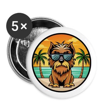 Belgische Griffon Hunderasse Cartoon Sonnenbrille Strand - Buttons groß 56 mm (5er Pack) - Weiß - Vorne