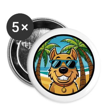 Billy Hunderasse Cartoon Sonnenbrille Strand - Buttons groß 56 mm (5er Pack) - Weiß - Vorne