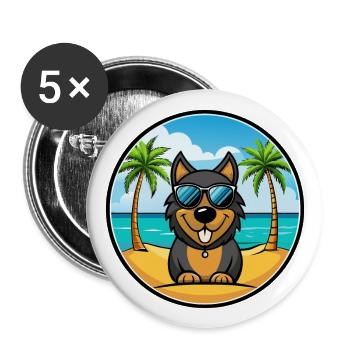 Lunettes de soleil de race de chien de chien de la Forêt-Noire - Lot de 5 grands badges (56 mm) - blanc - Devant