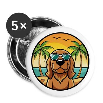 Bloodhound Hund Rasse Cartoon Sonnenbrille Strand - Buttons groß 56 mm (5er Pack) - Weiß - Vorne