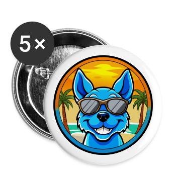 Blue Heeler Hunderasse Cartoon Sonnenbrille Strand - Buttons groß 56 mm (5er Pack) - Weiß - Vorne