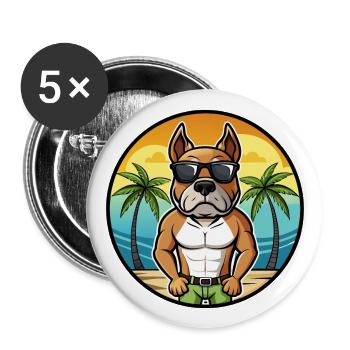 Bull Boxer Dog Breed Cartoon Sunglasses Beach - Buttons large 2.2''/56 mm (5-pack) - white - Front