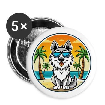 Carpathian Shepherd Dog Breed Cartoon Sunglasses - Buttons large 2.2''/56 mm (5-pack) - white - Front