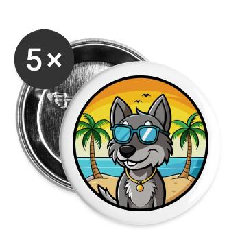 Cesky Fousek Chien Race Dessin Animé Lunettes de Soleil Plage - Lot de 5 grands badges (56 mm) - blanc - Devant