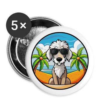 Bedlington Terrier Hunderasse Cartoon Sonnenbrille - Buttons groß 56 mm (5er Pack) - Weiß - Vorne