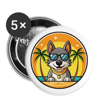 Lunettes de soleil tchécoslovaques Vlcak Dog Breed Cartoon - Lot de 5 grands badges (56 mm) - blanc - Devant