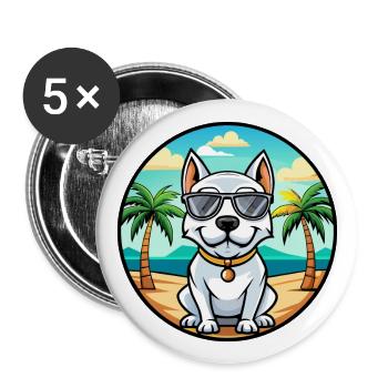 Dogue Argentino Chien Race Dessin Animé Lunettes De Soleil Plage - Lot de 5 grands badges (56 mm) - blanc - Devant