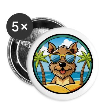 Border Terrier Chien Race Dessin Animé Lunettes de Soleil Plage - Lot de 5 grands badges (56 mm) - blanc - Devant