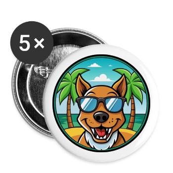 Drever Dog Breed Cartoon Lunettes de soleil Beach - Lot de 5 grands badges (56 mm) - blanc - Devant