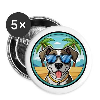 Catahoula Cur Dog Breed Cartoon Sunglasses Beach - Buttons large 2.2''/56 mm (5-pack) - white - Front