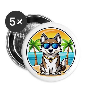 Ostsibirische Laika-Hunderasse Cartoon-Sonnenbrille - Buttons groß 56 mm (5er Pack) - Weiß - Vorne