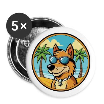 Frisian Pointing Dog Breed Cartoon Sunglass Beach - Buttons large 2.2''/56 mm (5-pack) - white - Front
