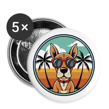 French Gascony Pointer Dog Breed Cartoon Beach - Buttons large 2.2''/56 mm (5-pack) - white - Front