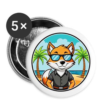 English Foxhound Dog Breed Cartoon Sunglass Beach - Buttons large 2.2''/56 mm (5-pack) - white - Front
