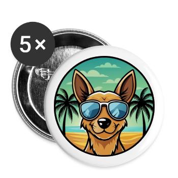 Englische Spielzeug Terrier Hund Rasse Cartoon Sonnenbrille - Buttons groß 56 mm (5er Pack) - Weiß - Vorne