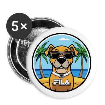 Brasileiro Chien Race Dessin Animé Lunettes De Soleil Plage - Lot de 5 grands badges (56 mm) - blanc - Devant