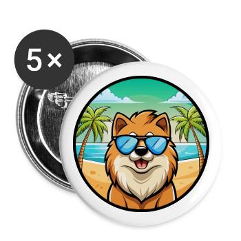 Eurasier Dog Breed Cartoon Sunglasses Beach - Buttons large 2.2''/56 mm (5-pack) - white - Front