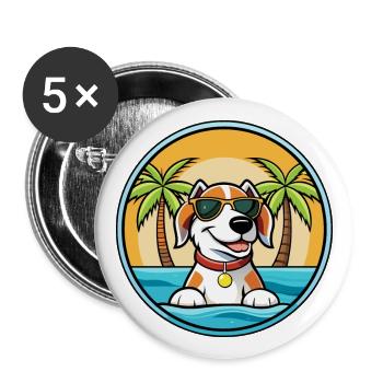 Estnischer Windhund Rasse Cartoon Sonnenbrille Strand - Buttons groß 56 mm (5er Pack) - Weiß - Vorne